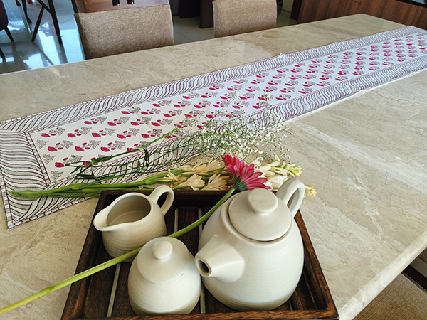 Red Hand-block Printed Table Runner